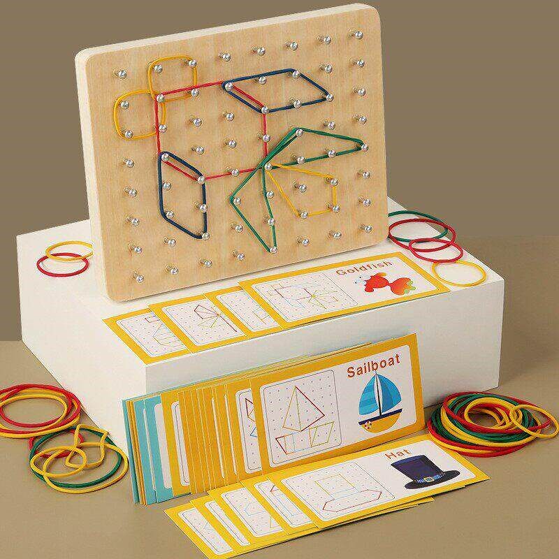 Coogam Wooden Toys Geoboard Mathematical Manipulative Block - 实物图