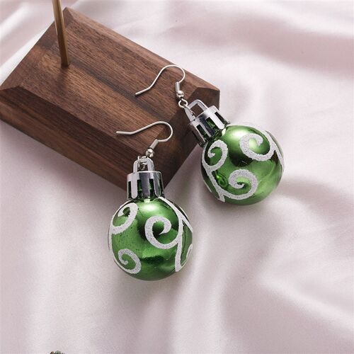Vintage Fashion Green Red Color Star Ball Christmas Earring