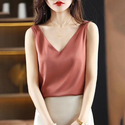 Strap Top Women Halter V Neck Basic White Cami Sleeveless Sa