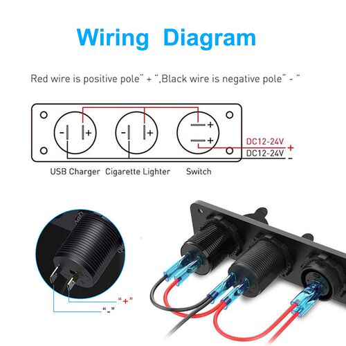 12V Cigarette Lighter Socket 3 in 1 Waterproof Car Dual QC3.