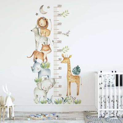 3PC Cartoon Animal Height Ruler Wall Stickers for Waterproof