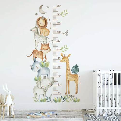 3PC Cartoon Animal Height Ruler Wall Stickers for Waterproof