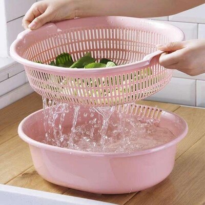 Dual-layer plastic strainer basket for home kitchen and livi
