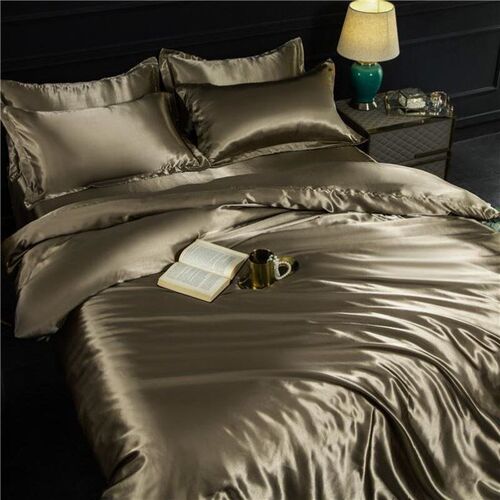 satin silk 4 piece Student Bed sheets set quilt duvet cover