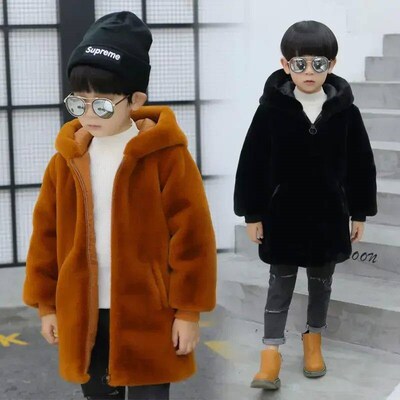 2024 Kids Baby Girls Boys Autumn Winter Thicken Teens Fur So