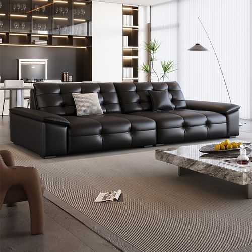 馨佰利意式极简沙发202新款家用大小户型生态皮沙发直排客厅