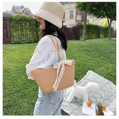 Straw Bag Womens New Summer Large Capacity Bucket Bag Beach