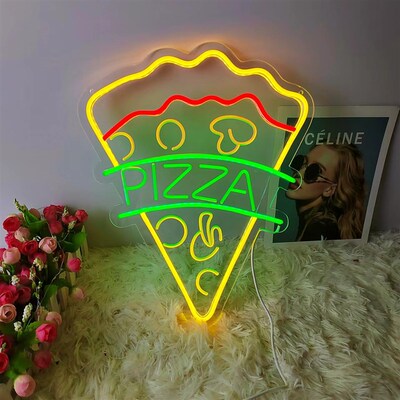 披萨店PIZZA装饰灯小吃氛围造型灯创意布置广告发光灯牌led霓虹灯