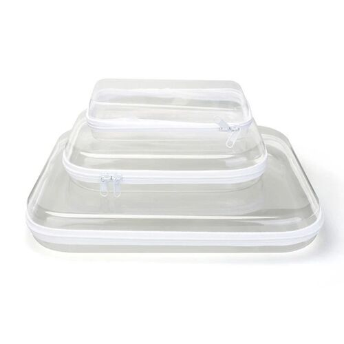 1PC Plastic Zippered Pouch Hard Bins Storage Bins Stackable
