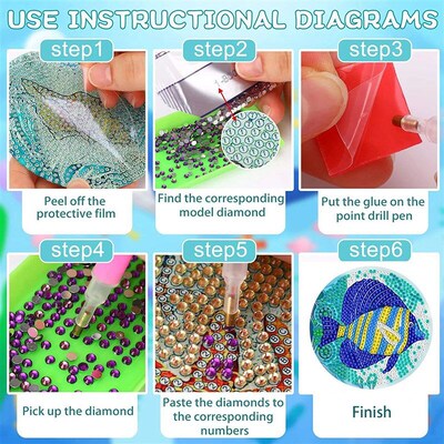 8pc/sets Mandala Diamond Painting Coasters DIY Diamo