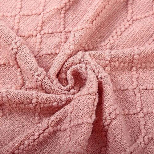 Pink Oversized Gift Blankets Jacquard Textured Soft Knitted