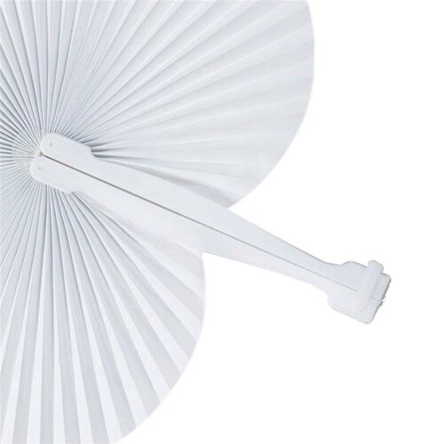 Blank White Heart Shape Round Folding Handheld Paper Hand Fa