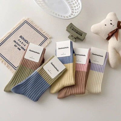 Hgh Qualty Cotton Knttng Women Socks Korean Style Vntage Lon