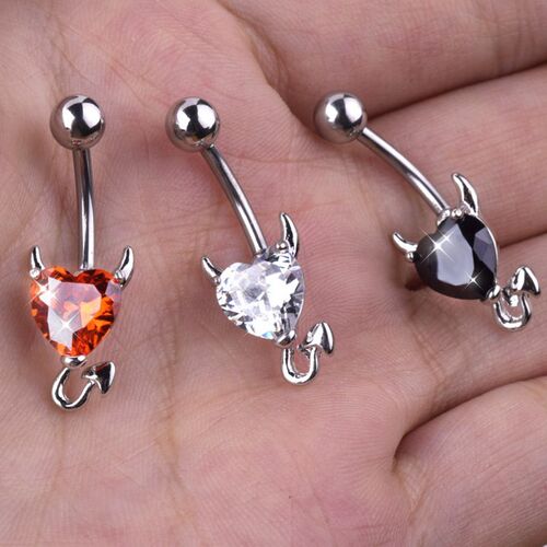 Love & Annie Heart Navel Belly Button Rings Devil Shape Red