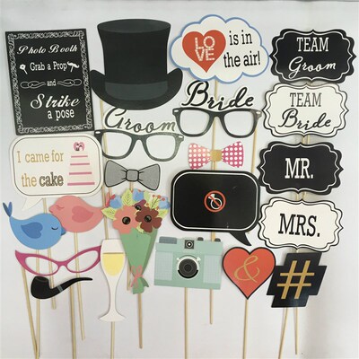 15-30pcs Funny Wedding Paper Photo Booth Props