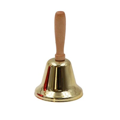 Festive Attention Christmas Hand Bell Wooden Handle Kinderga