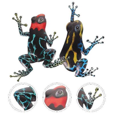 2 Pcs Wall-mounted Frog Decorations Iron Craft Vivid Color