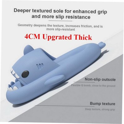 4CM Soft Man Women Shark Slippers Summer Beach Slides Anti-S