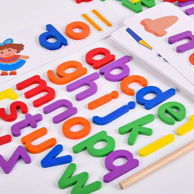 52pcs English Alphabet Spelling Word Wooden Educational Toys