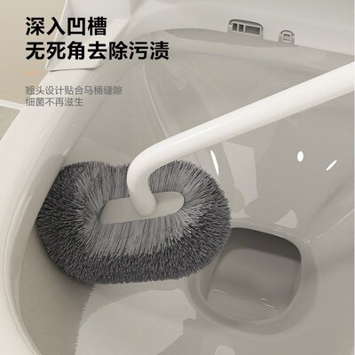 Soft Bristle Toilet Brush with Upward Head Wallmounted Long