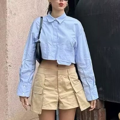 SLTNX Fashion Women Cargo Skirt 2023 Summer with Pockets Cas