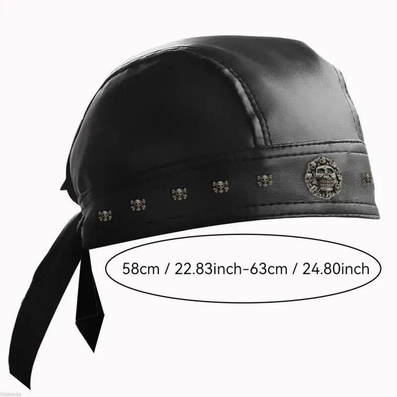 Black Leather Skull Bandana Motorcycle Helmet  Edgy Hallow