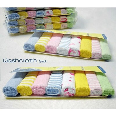 8PCS Baby Washcloths Soft Face Towels Natural Cotton Infant