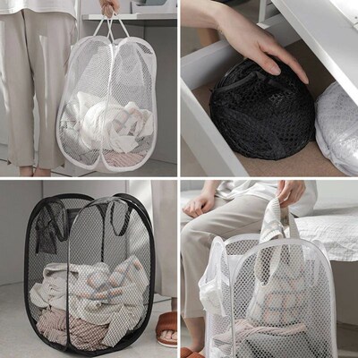 Folding Dirty Laundry Sorting Basket Washing Frame Bathroom