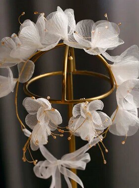 Korean Soft organza flower headbands Earring Set Sweet Beaut