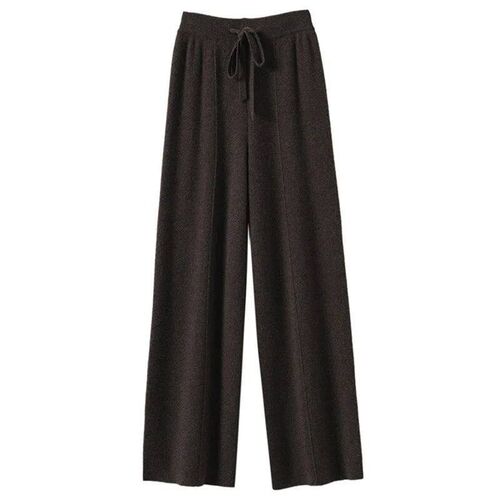Womens Solid Color Wool Knitted Wide Leg Pants Autumn Winte