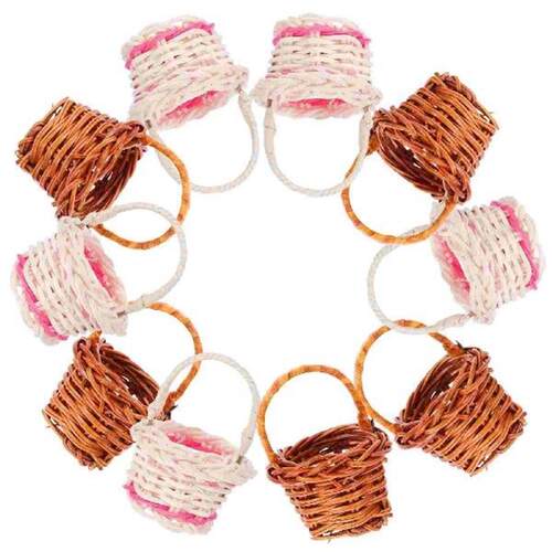 10pcs Miniature Wicker Hand Baskets Lightweight Decor