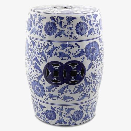 手绘青花瓷换鞋凳陶瓷鼓凳浴室新古典仿古筝鼓墩坐墩矮凳圆凳