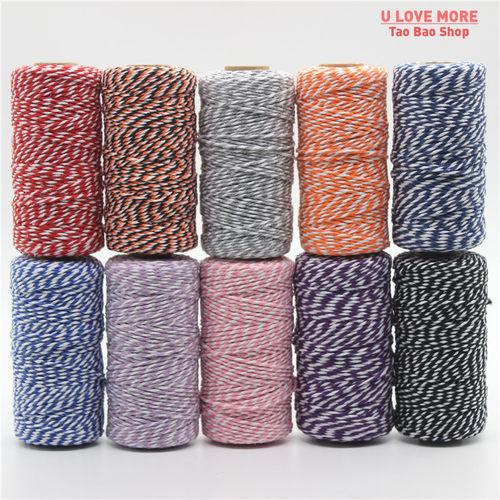 100M* 2MM Double Color Cotton Baker Rope Twine for Handmade