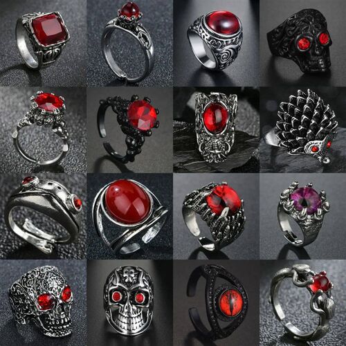 Retro Gothic Rings For Men Women Skull/Dragon/ Frog/Red Crys