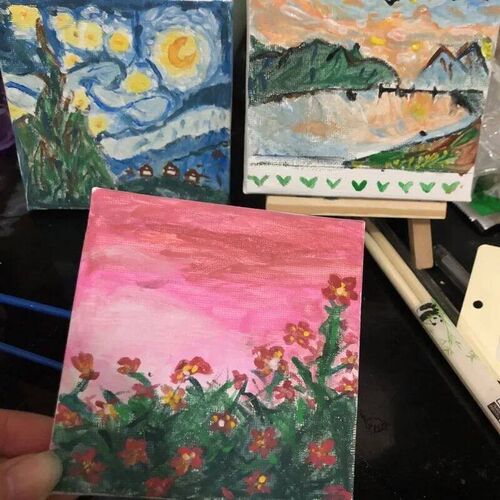 2 Sets Mini  Panel Wooden Easel Sketch Pad Settings For Pain