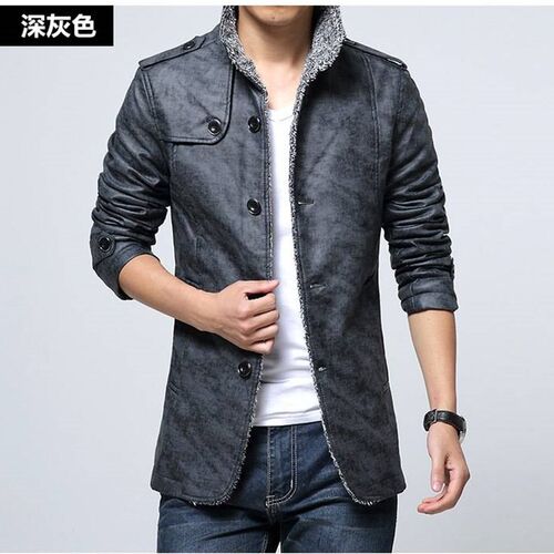 Men's leather jacket men winter warm jackets coats 男皮衣