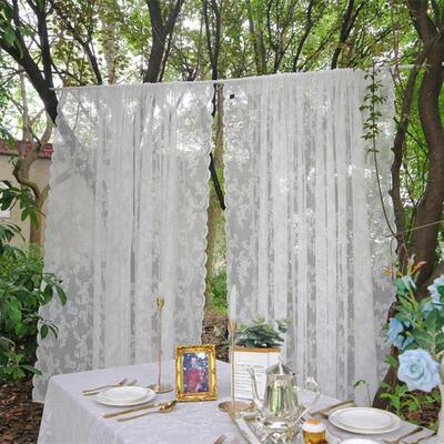 2 Panels Vintage Lace Curtains Rod Pocket Sheer Curtain Long