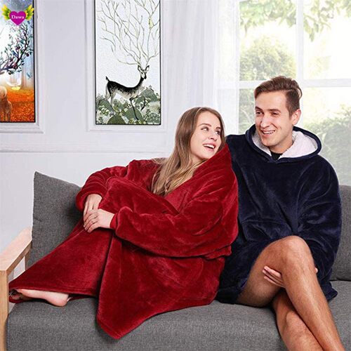 Plush Fleece Sherpa Blanket Warm Pocket Hoodie TV Blankets