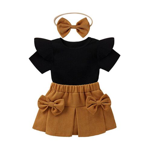 Summer Infant Toddler Set Flutter Sleeve Ribbed Tee Corduroy