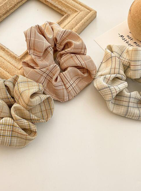Coloful Korean Plaid Scrunchie Elastic Hair Rubber Bands for
