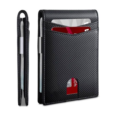 Rfid Carbon Fiber Luxury Men Wallets Money Bag Slim Thin Man