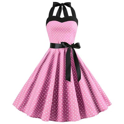 Sexy Retro White Polka Dot Dress Hepburn Vintage Halter Part