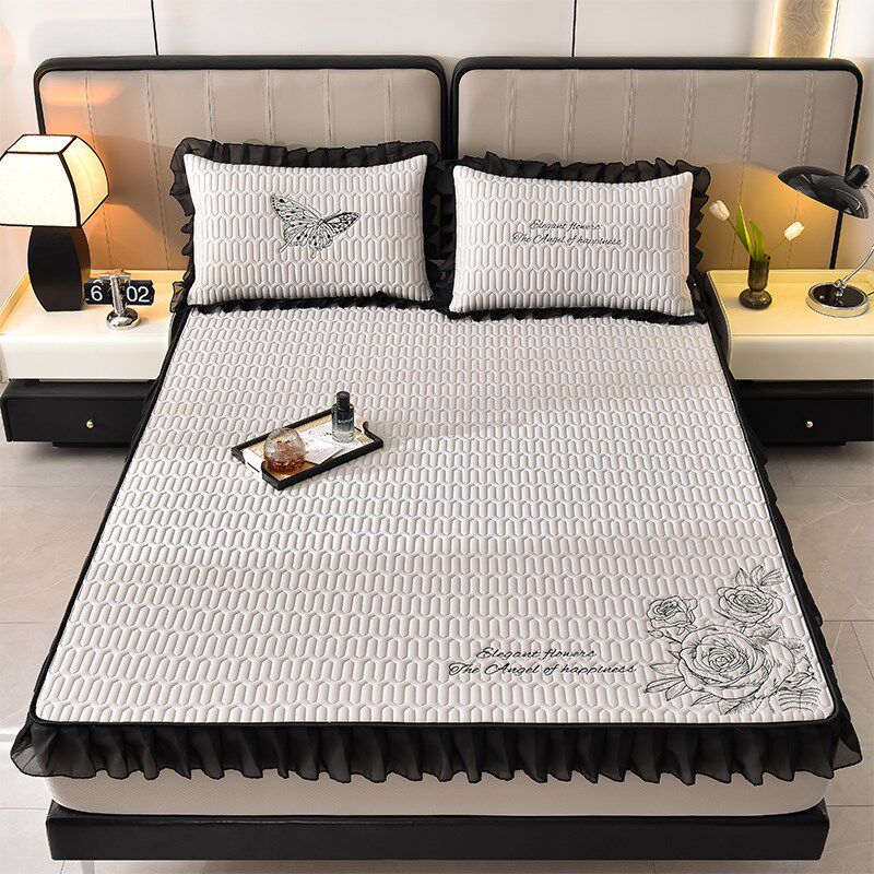 20夏季花边冰丝乳胶凉席床笠款三件可机水洗单人宿舍空调床垫,床上用品,乳胶席,淘宝优惠券,粉丝福利购,淘宝优惠卷