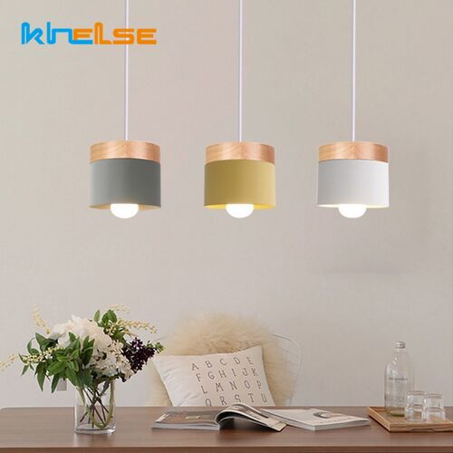 Nordic Modern LED Oak Pendant Light Dining Living Room Resta