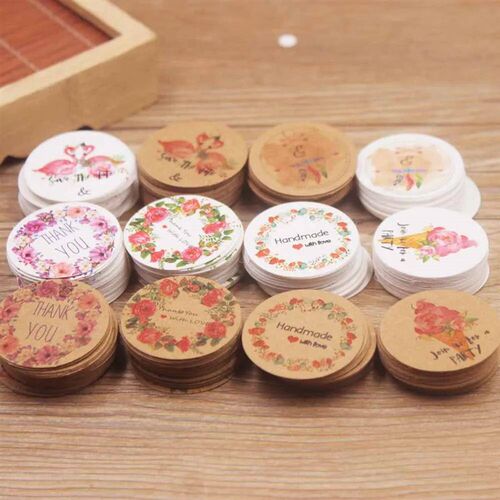 100pcs white /kraft paper gift hang tag Newest 3cm circle sh