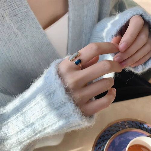 New Adjustable Colorful Drip Glaze Ring Women Fashion Retro
