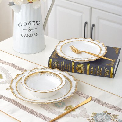 Phnom Penh Ceramic Dining Plate High Foot Fruit Dessert Set