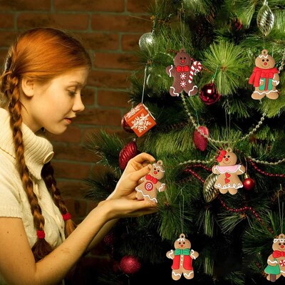 6/12Pcs Gingerbread Man Ornaments Christmas Decorations Tree