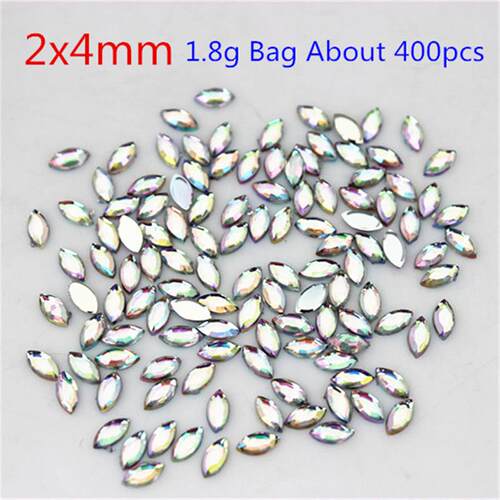 Multi Size  Acrylic Rhinestones Horse Eye Crystal AB Flat Ba