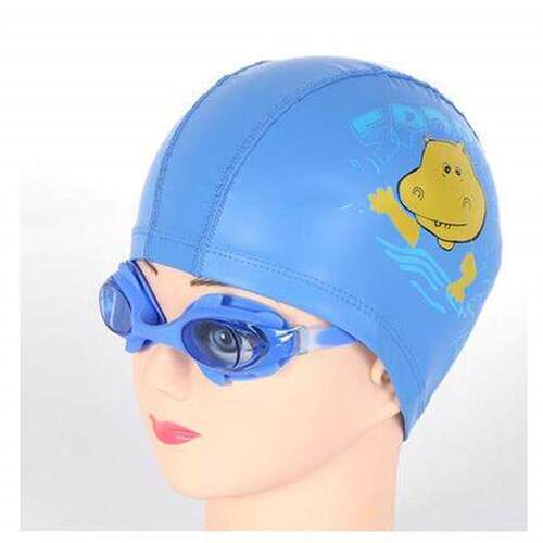 Childrens PU swimming cap Mens and girls waterproof cute